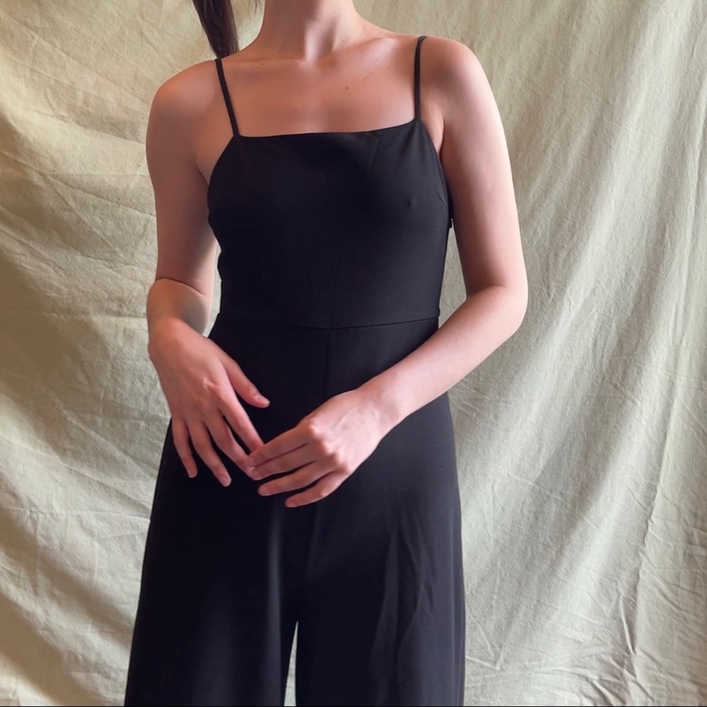 urban outfitters black square neck jumpsuit